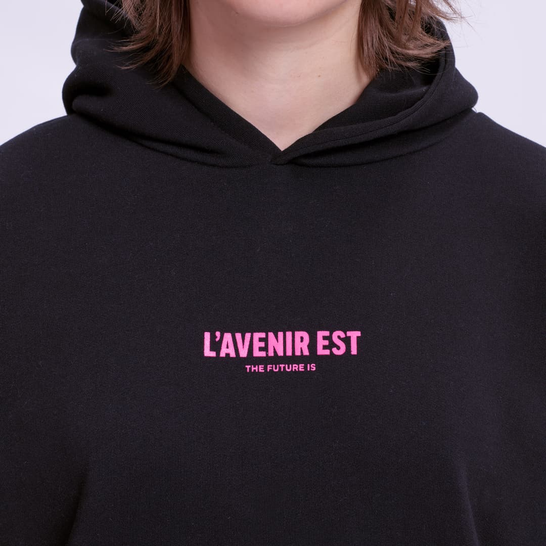 Black Heart of the Cross Hoodie - Pink Text