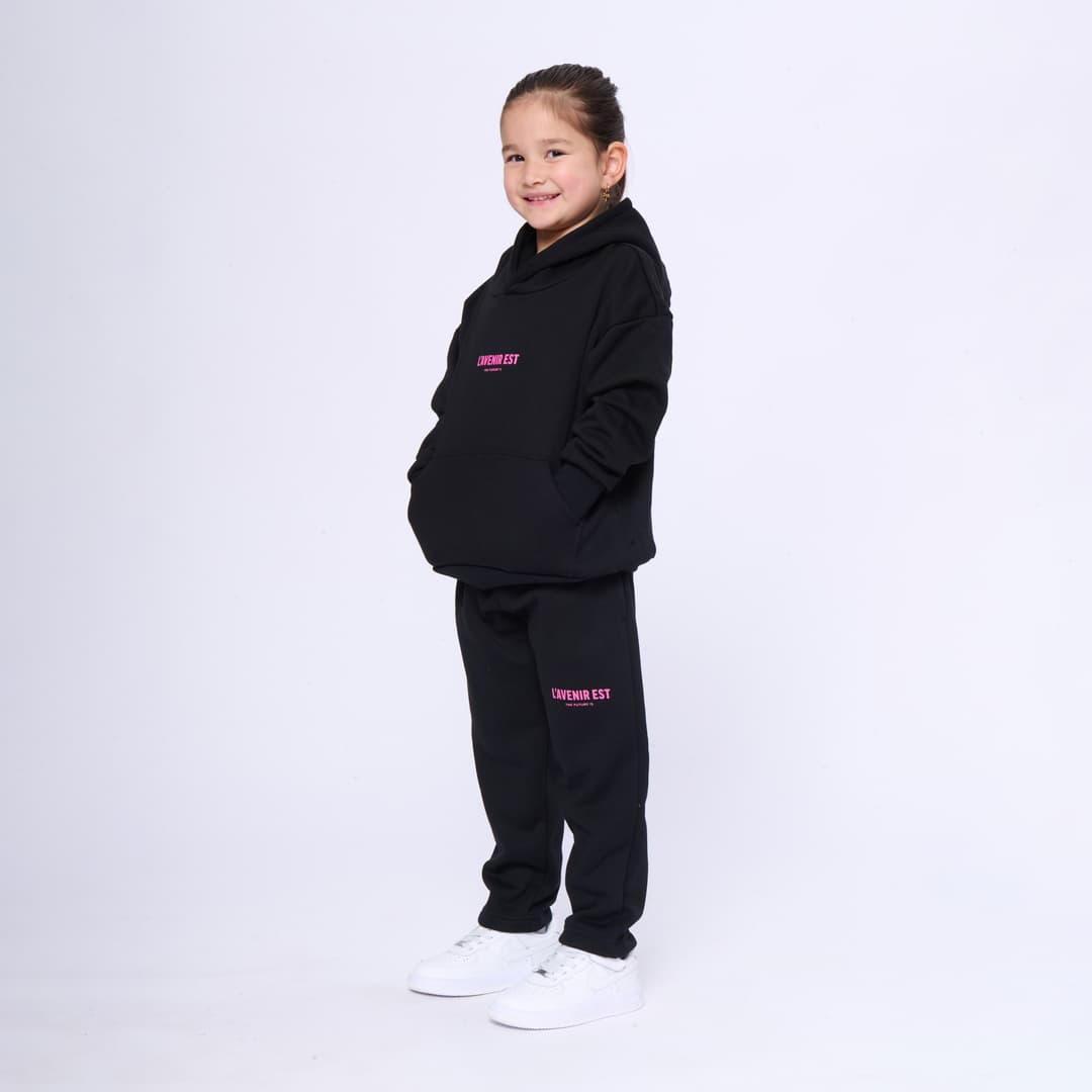 Black Heart of the Cross Hoodie - Pink Text 