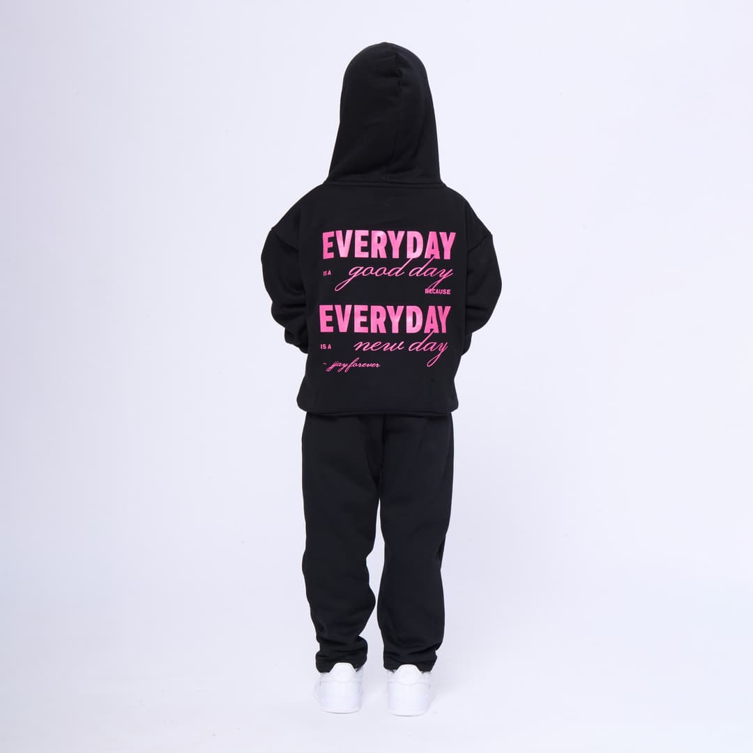 Black Everyday Hoodie - Pink Text 