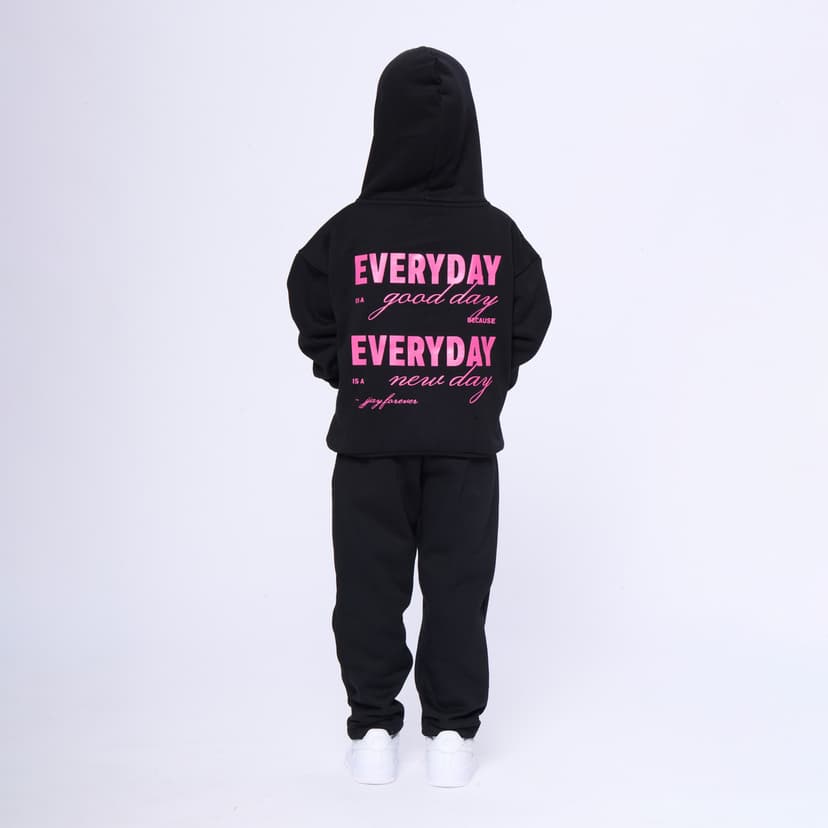 Black Everyday Hoodie - Pink Text 