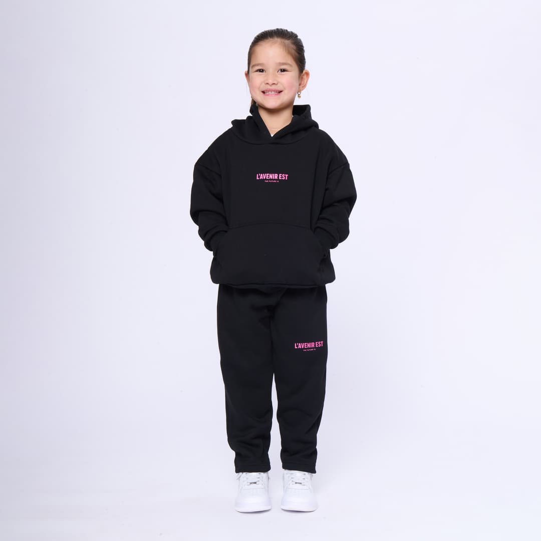 Black Everyday Hoodie - Pink Text 