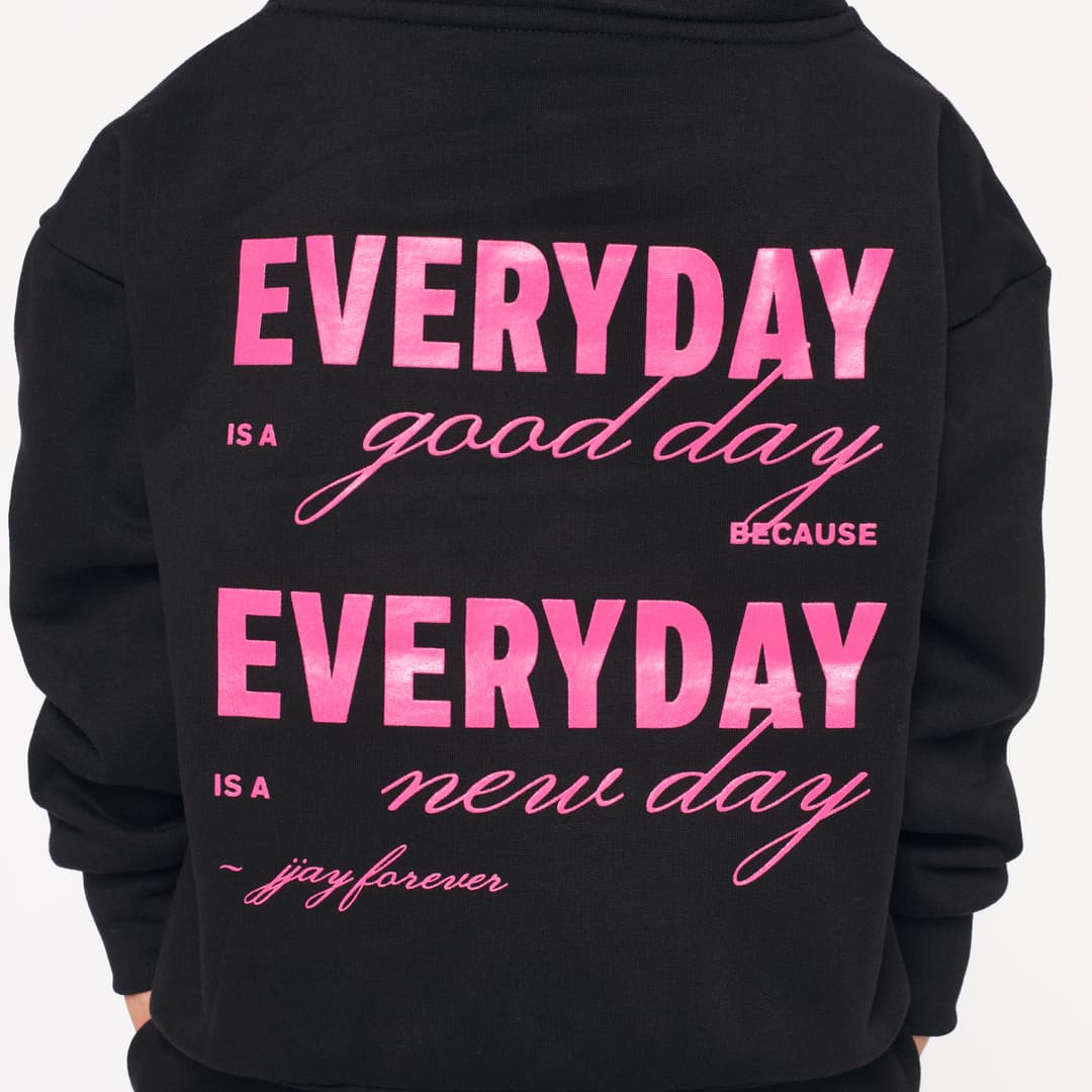 Black Everyday Hoodie - Pink Text 