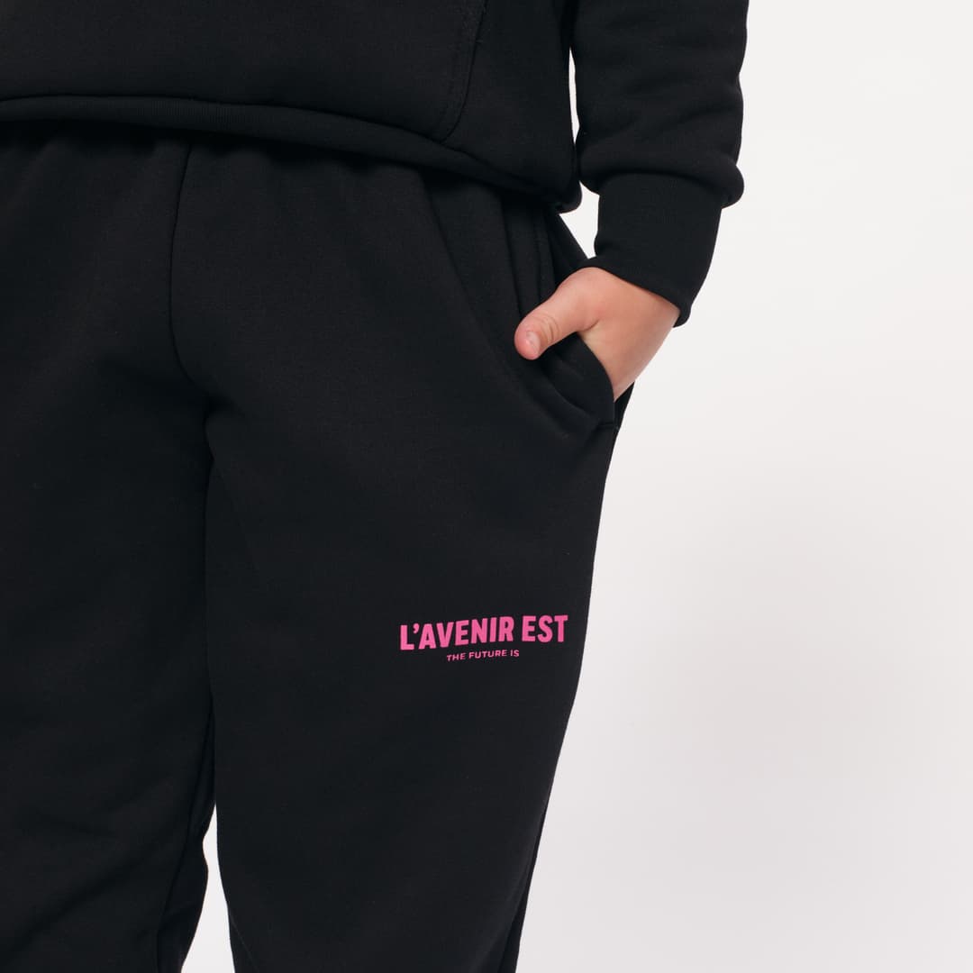 Black OG Track Pants - Pink Text 