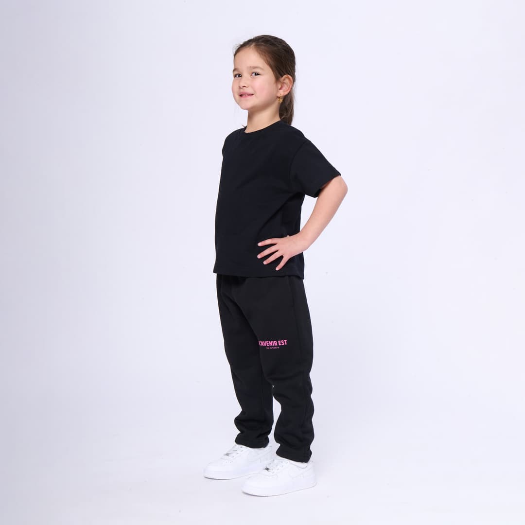 Black OG Track Pants - Pink Text 